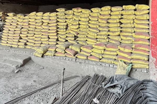 Wonder cement bags stacked in the godown