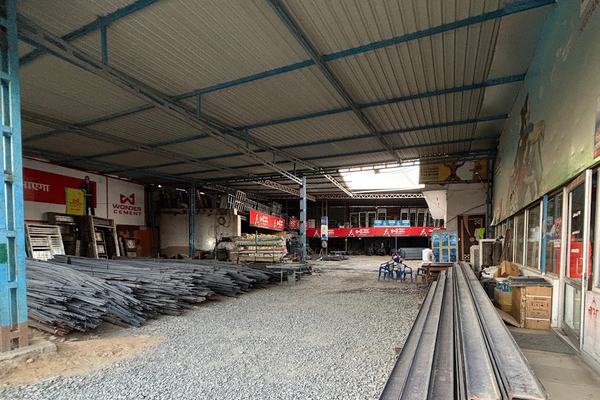 Covered yard under steel roof sheets
