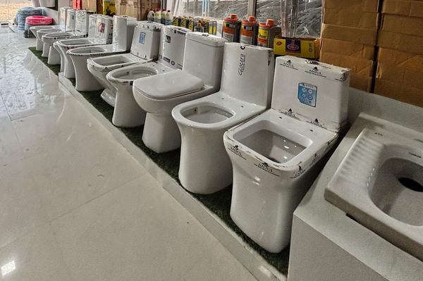 Western toilets on display in the showroom