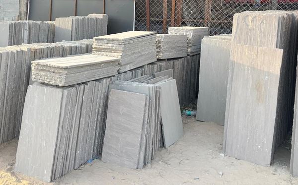 Cut stone slabs at Haryana Stone Cutting Udyog