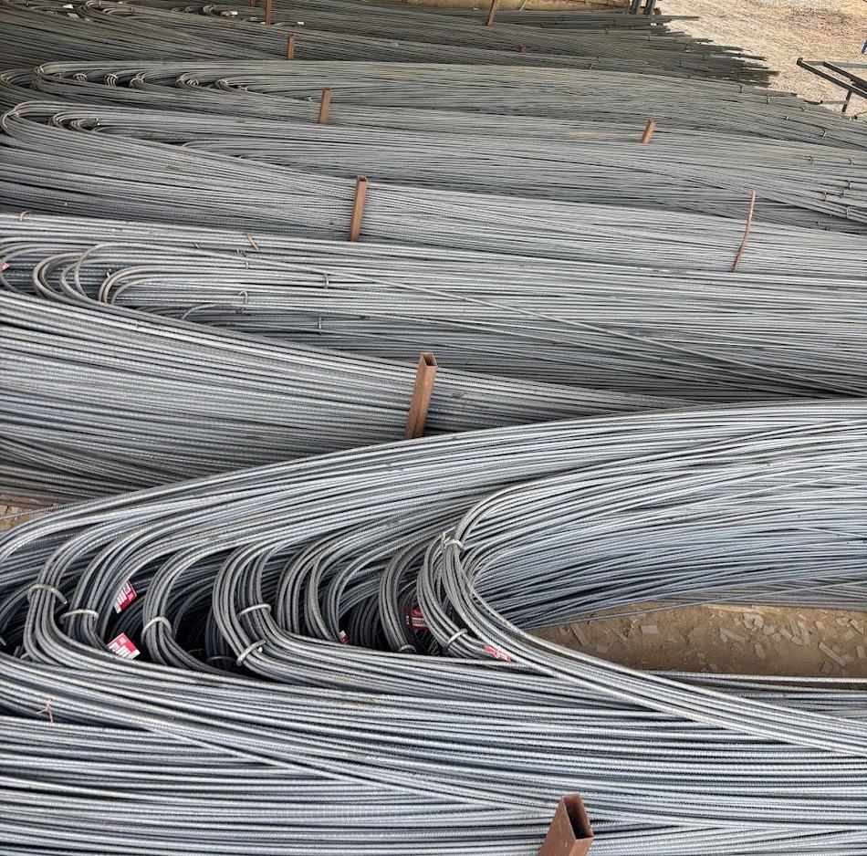 Bundles of TMT bars stocked in the yard